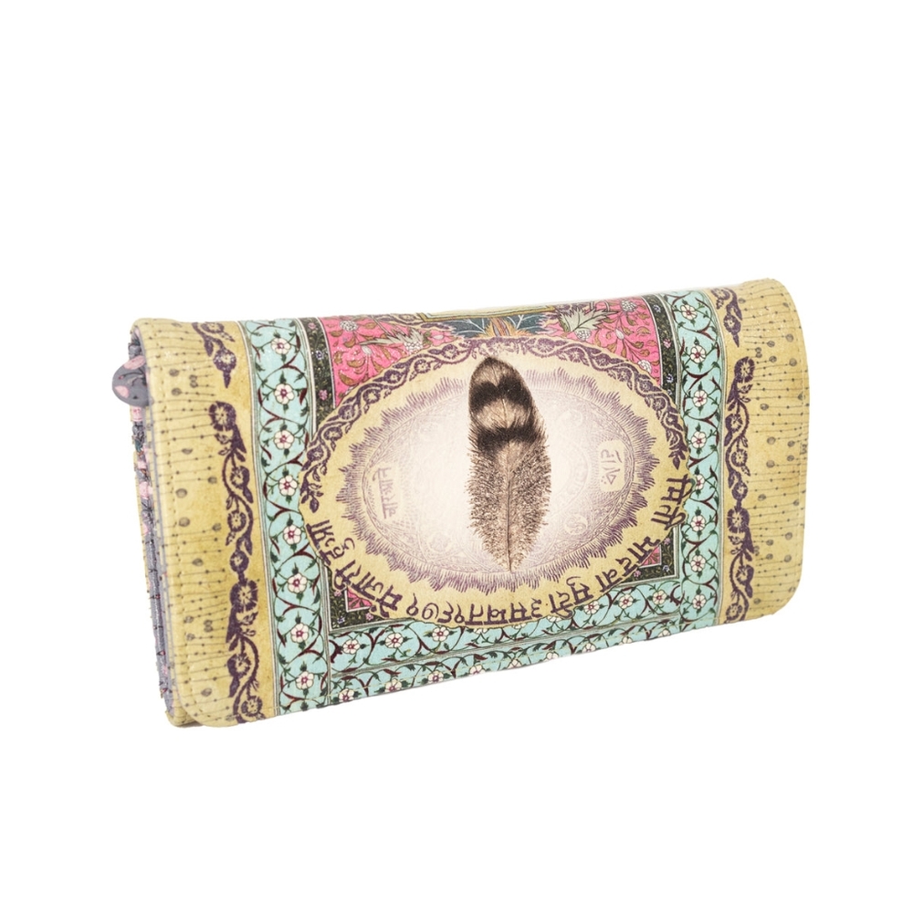 Papaya Art - Love Feather Tri Fold Wallet Vegan Leather